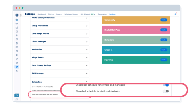 Bell Schedule - Visibility - Static