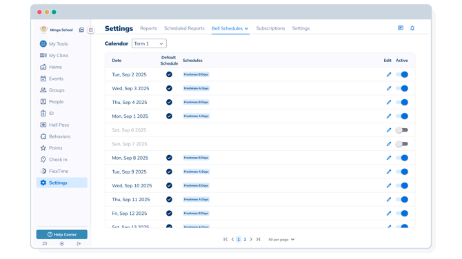 Bell Schedule - Calendar - Static