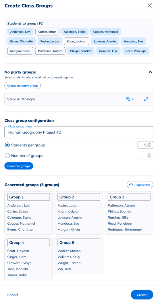 create groups modal