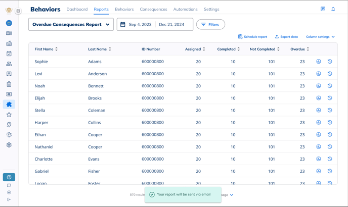 large report export 